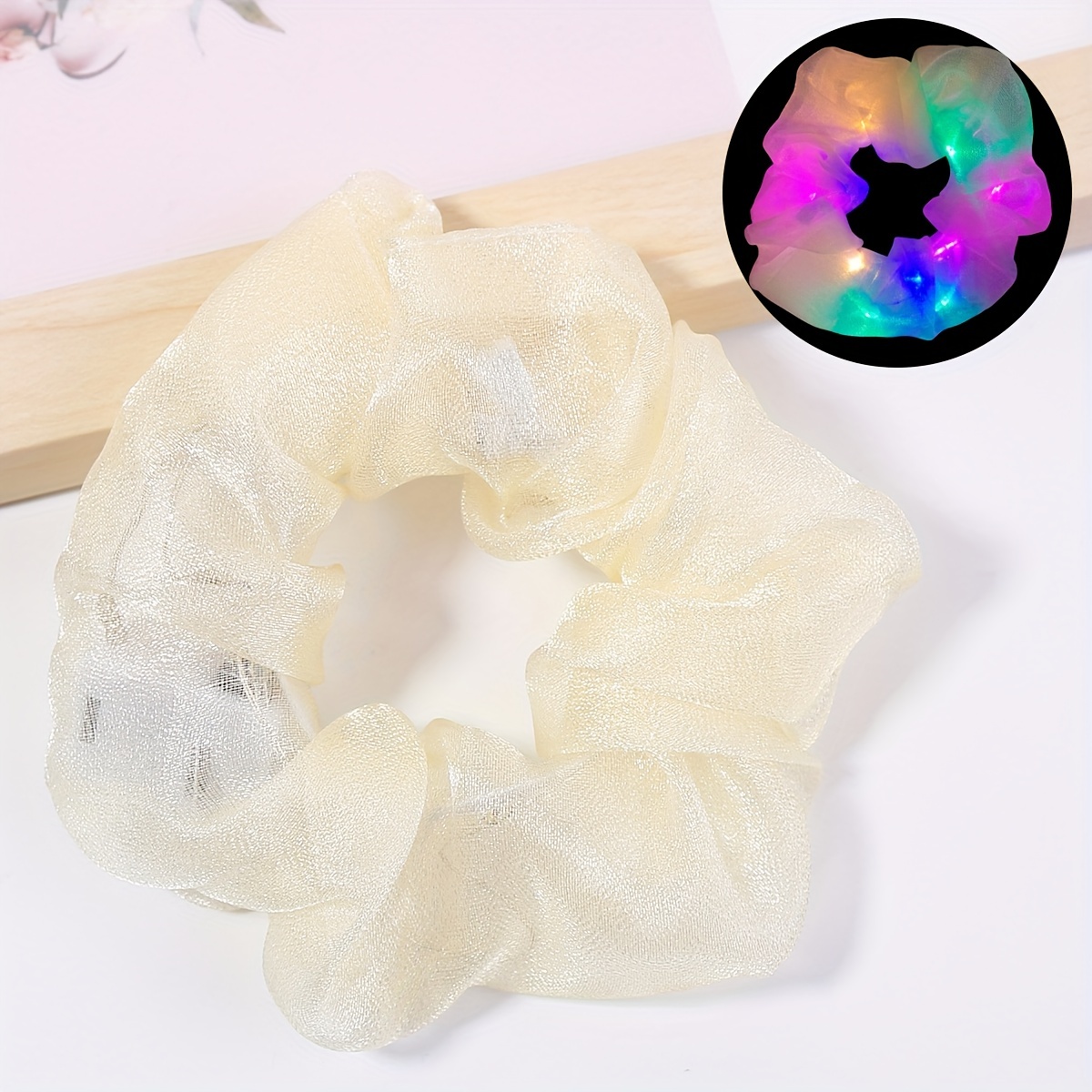 Large Glitter Neon Scrunchie Bowknot Hair Tie Led Lighting - Temu