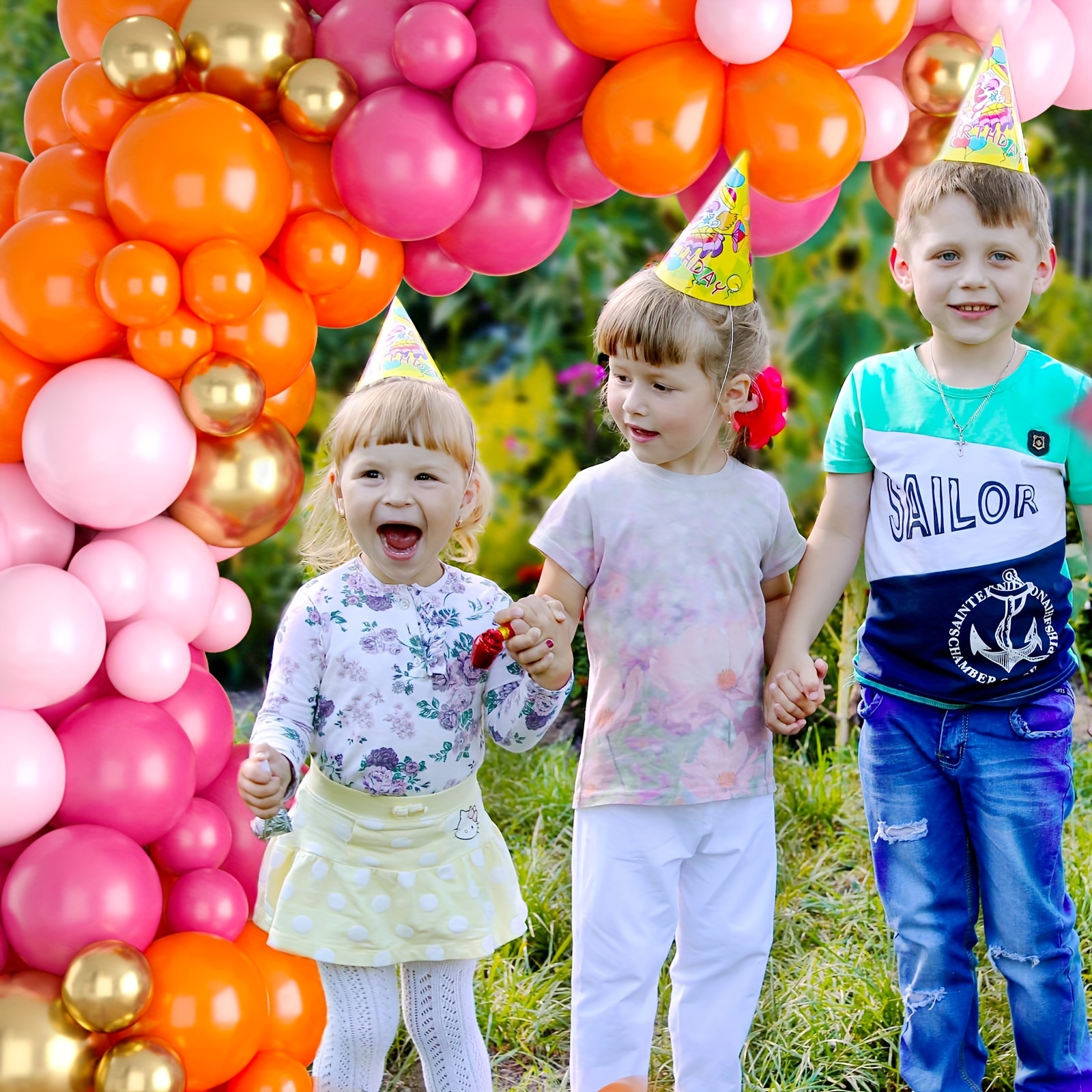 110pcs Guirnaldas Globos Rosa Naranja Arco Globos Margaritas - Temu