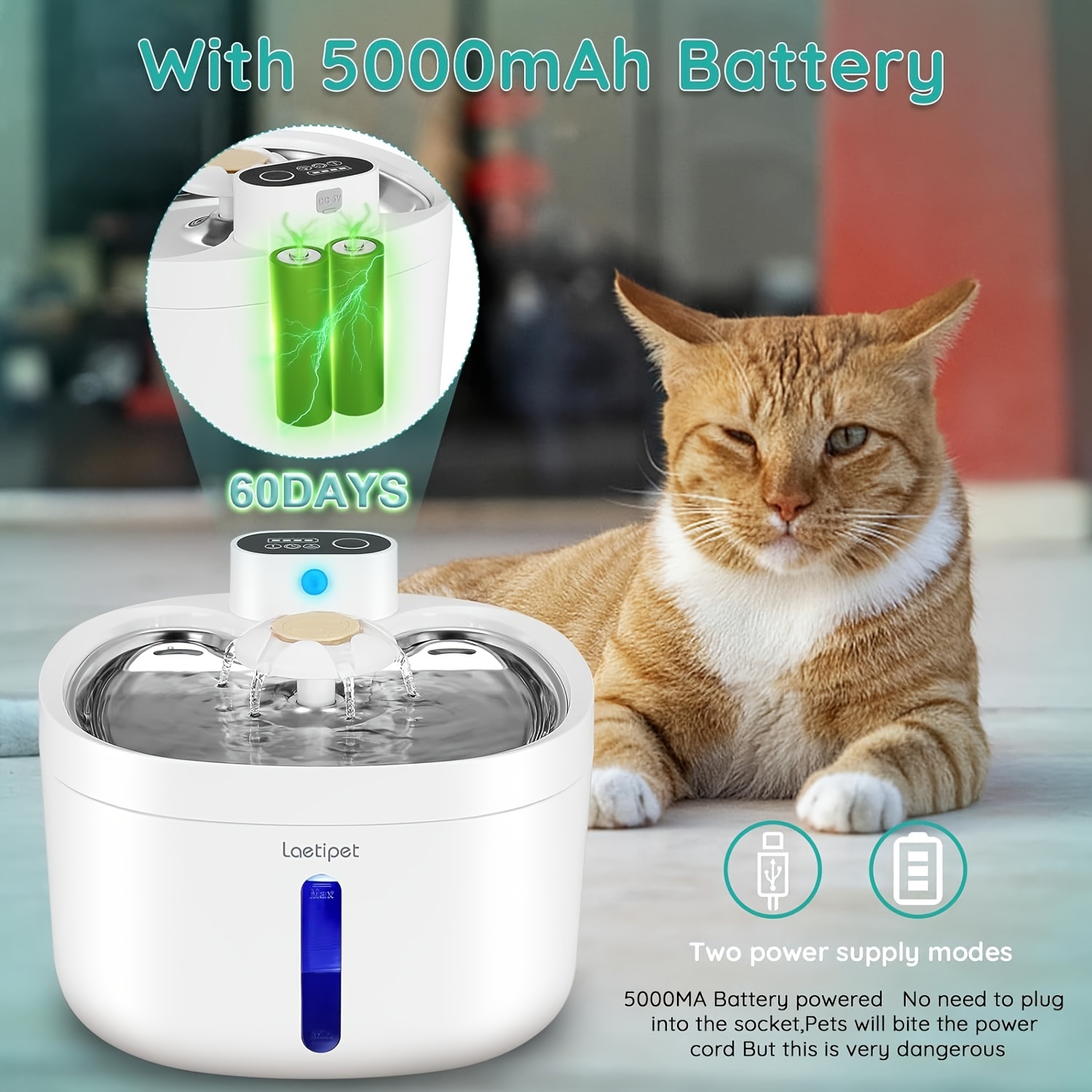 Pet drinking fountain battery hot sale operated