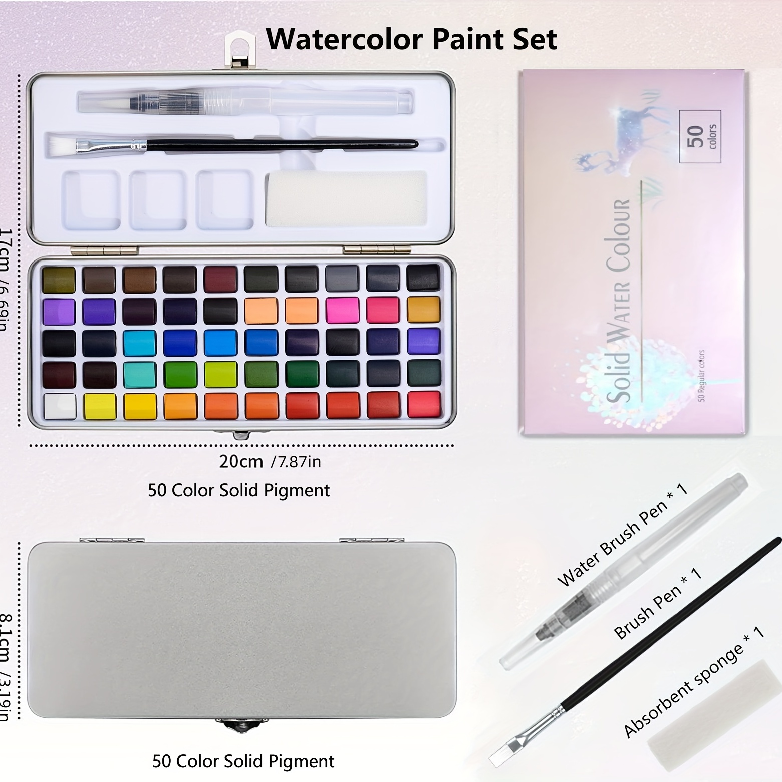 Acheter Ensemble de peinture aquarelle solide de qualité supérieure,  18/25/33/42 couleurs, pigments aquarelle avec stylo pinceau à eau