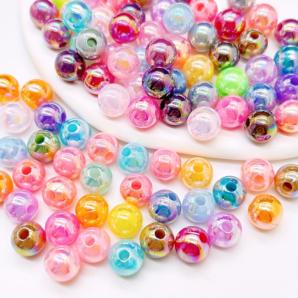 4/6/8/10mm AB Color Clear Shiny Glass Beads, Round Smooth Loose Spacer  Beads For Jewelry Making, DIY Bracelet Necklace Accessories