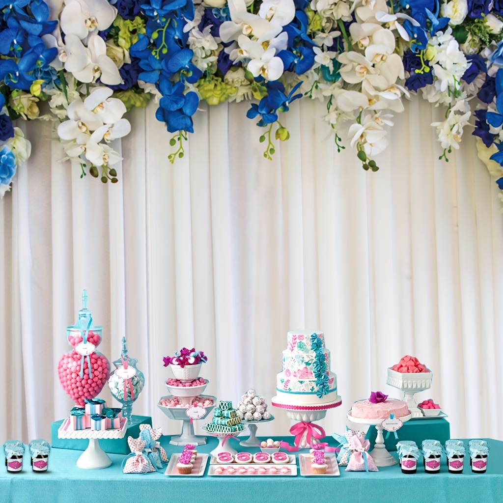 1 pezzo, fondale con fiori blu navy - perfetto per tavoli da dessert,  cabine fotografiche, matrimoni e altro ancora - elegante design floreale  per