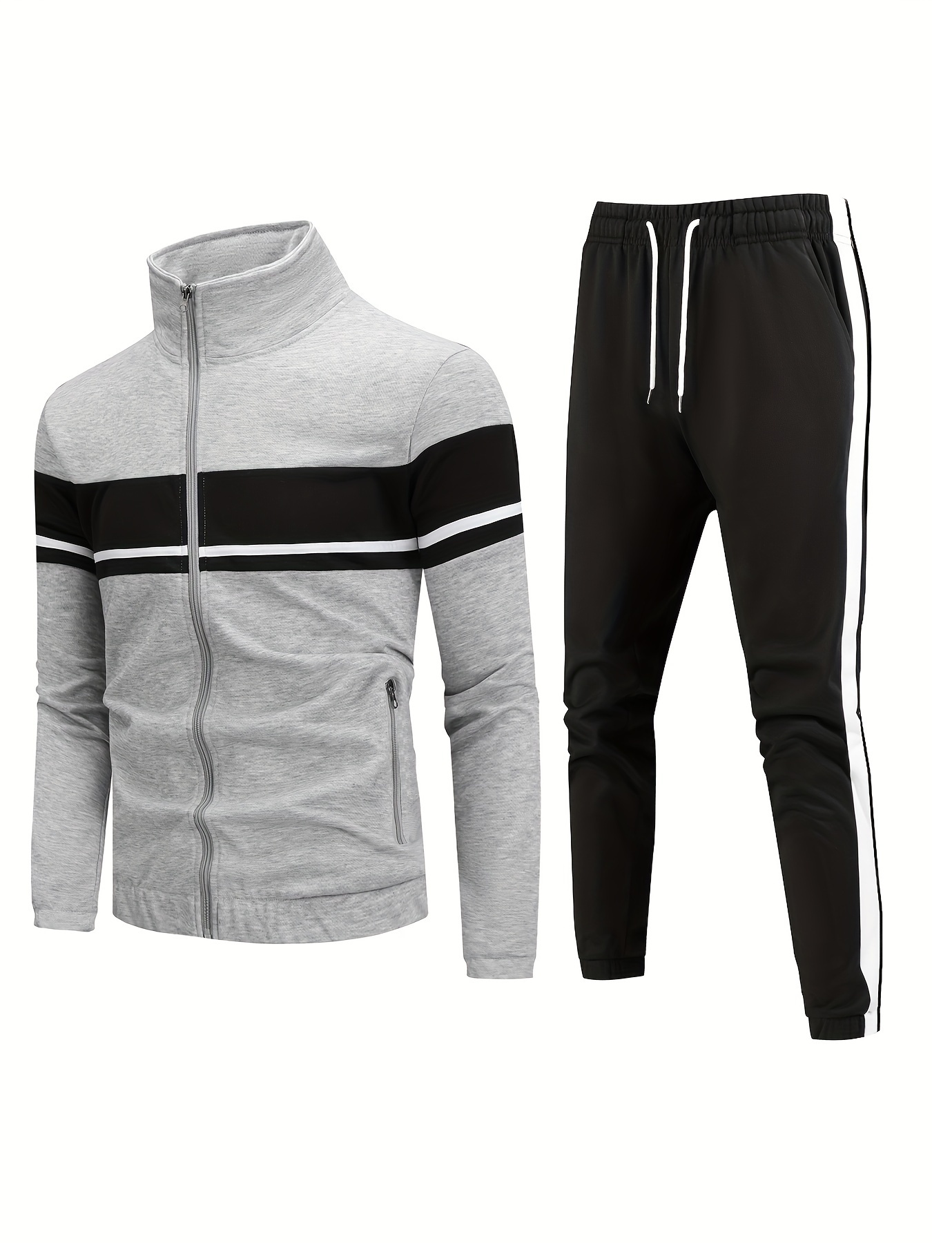 Sports Tracksuit for Men's Athletic Full Zip Casual Jogging Gym