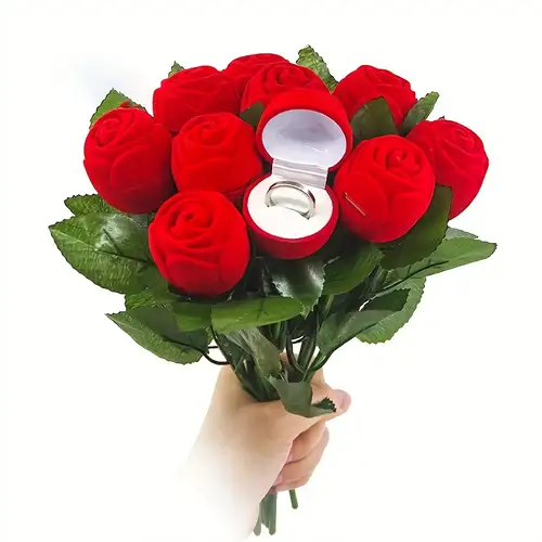 1pc romantico anello rosa scatola fiore regalo di san valentino
