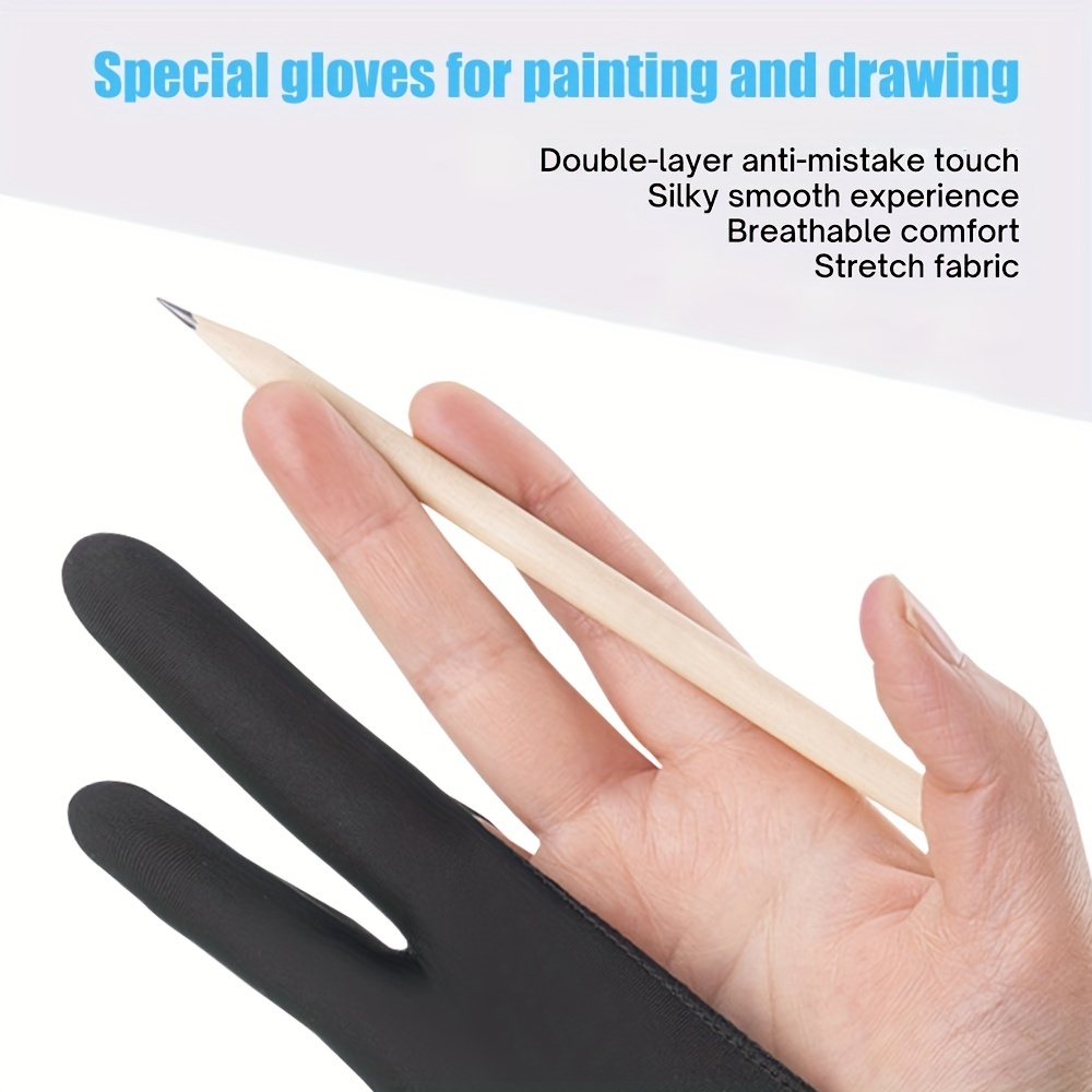 Anti-touch Two-Fingers Painting Glove For Drawing Tablet Right Left