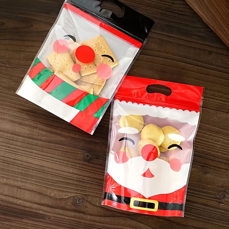 10Pcs Christmas Ziplock Bag Plastic Cartoon Candy Gift Ziplock Packaging Bag  Christmas Tree Elk Cookies Snack Storage Bags - AliExpress