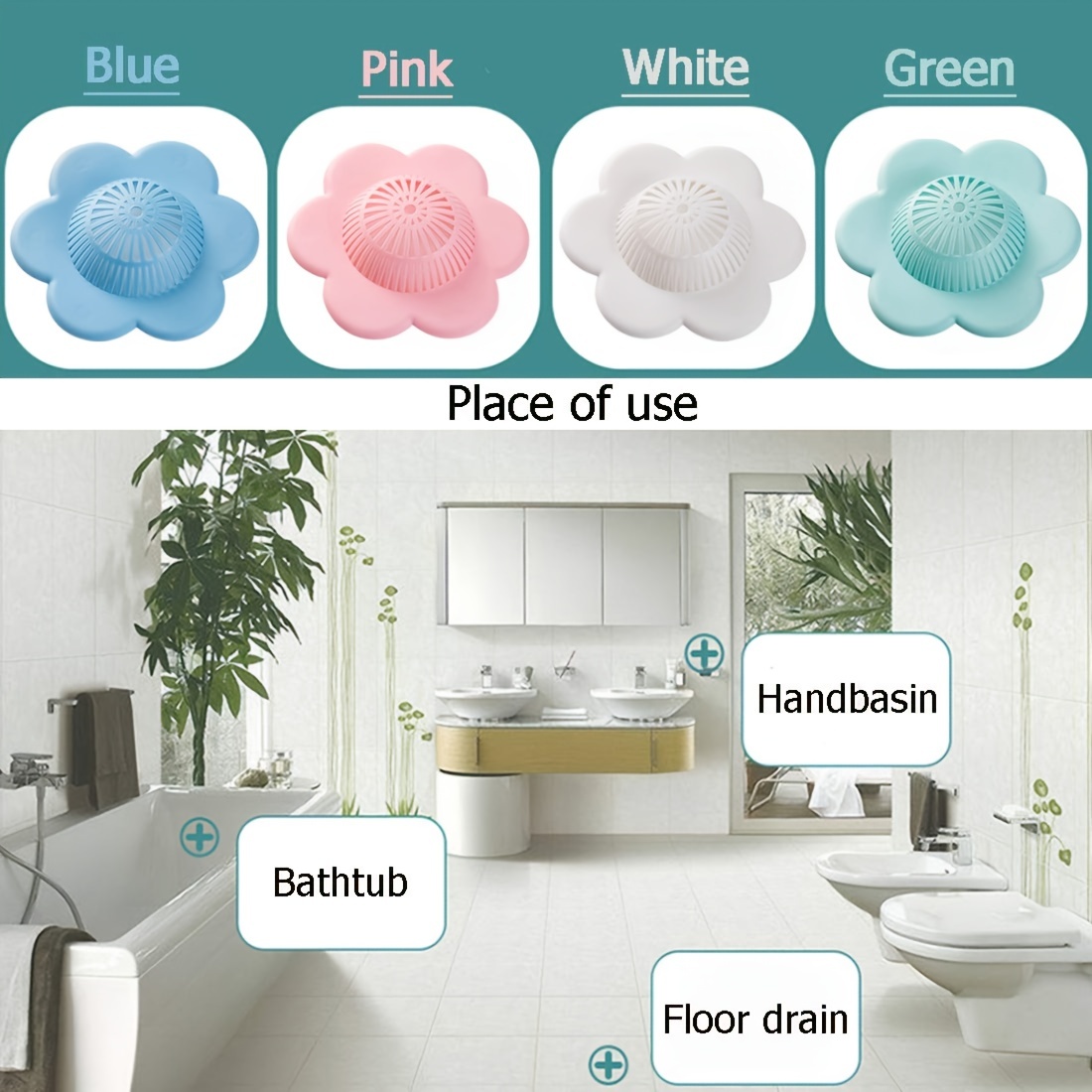 4Pcs Hair Catcher Durable Silicone Hair Stopper Shower Drain Covers Easy to  Install and Clean Suit for Bathroom Bathtub Kitchen