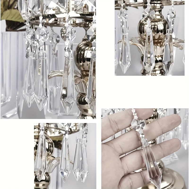 100 Pcs Octagonal Beads Colorful Glass Crystal Beads 14mm 2 Hole Chandelier  Lamp Light Prisms Parts Suncatcher Beads Pendant Decoration (14MM-100pcs)