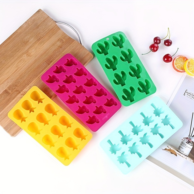 1pc Silicone Pineapple, Cactus, Coconut Tree, Flamingo Shaped Ice Cube Mold