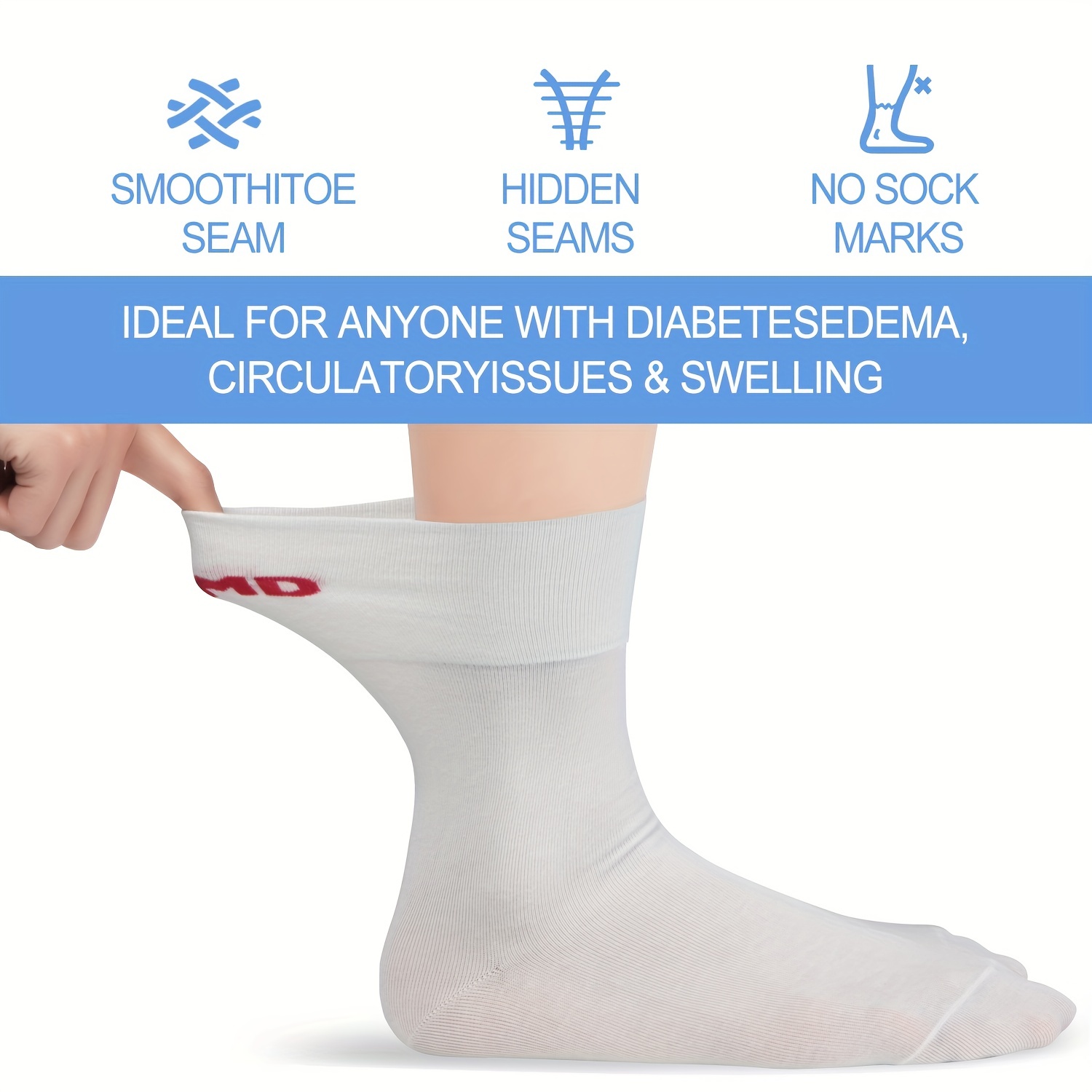 Pembrook Calcetines tobilleros para diabéticos para mujeres y hombres | 6  pares | Calcetines anchos no vinculantes de un cuarto de longitud 