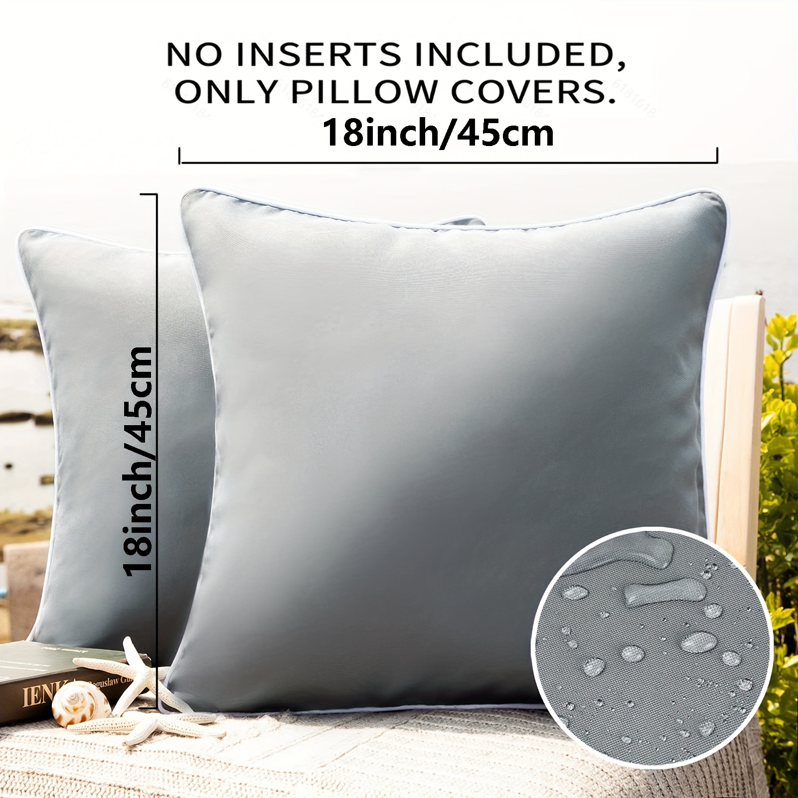 Grey Waterproof Garden Cushion Covers with Included Cushion