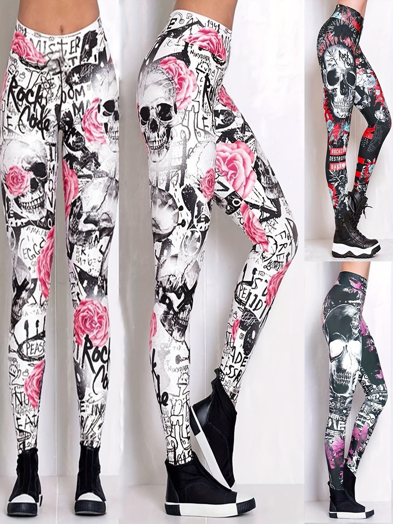 Pink Roses Floral Soft Yoga Pants for Women Dance Waisted Tummy