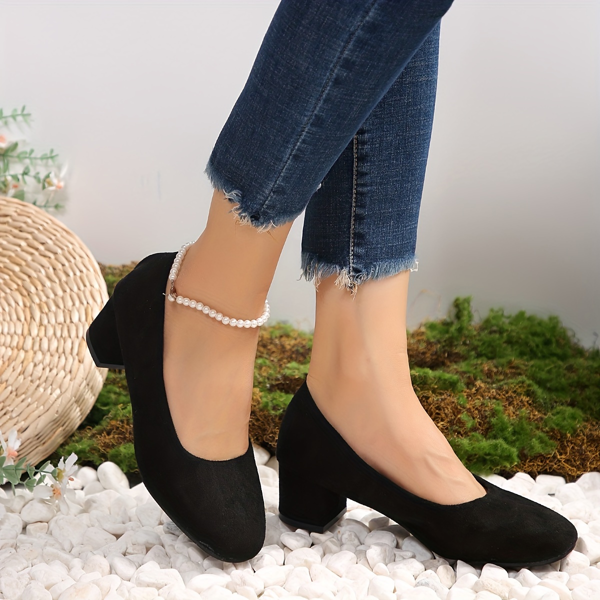 CHGBMOK Clearance Heels for Women Style Shallow Mouth Modern Dance