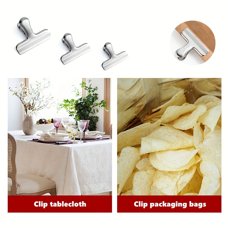 Wide Metal Chip Clips, Snack Food Bag Seal Clips, Stainless Steel Paper  Clips Heavy Duty For Kitchen Food Packaging And Office For Restaurants/bars  - Temu