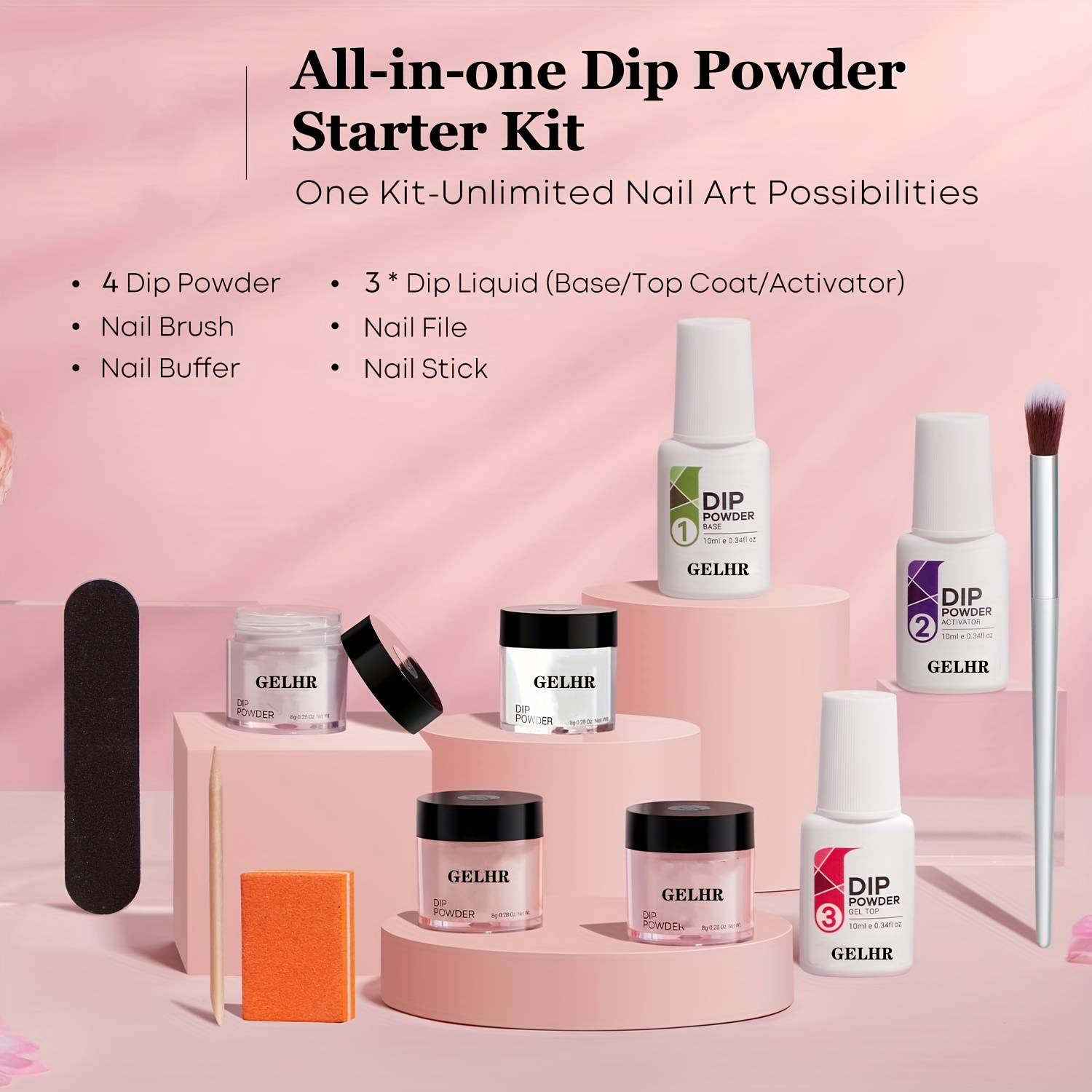 Dip Powder Nail Kit Starter 4 Colors Clear White Nude - Temu