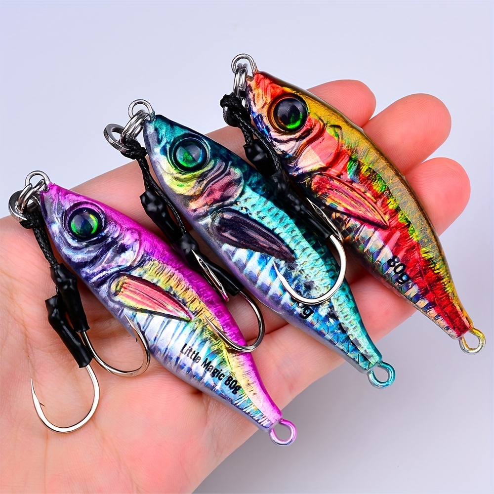 Ruiboury 5pcs Metal Plate Lure Bait with Claw lure plate bait Hook  Baitcasting Fishing 3D Eyes Jig Bait Fishing Tackle, 30g 