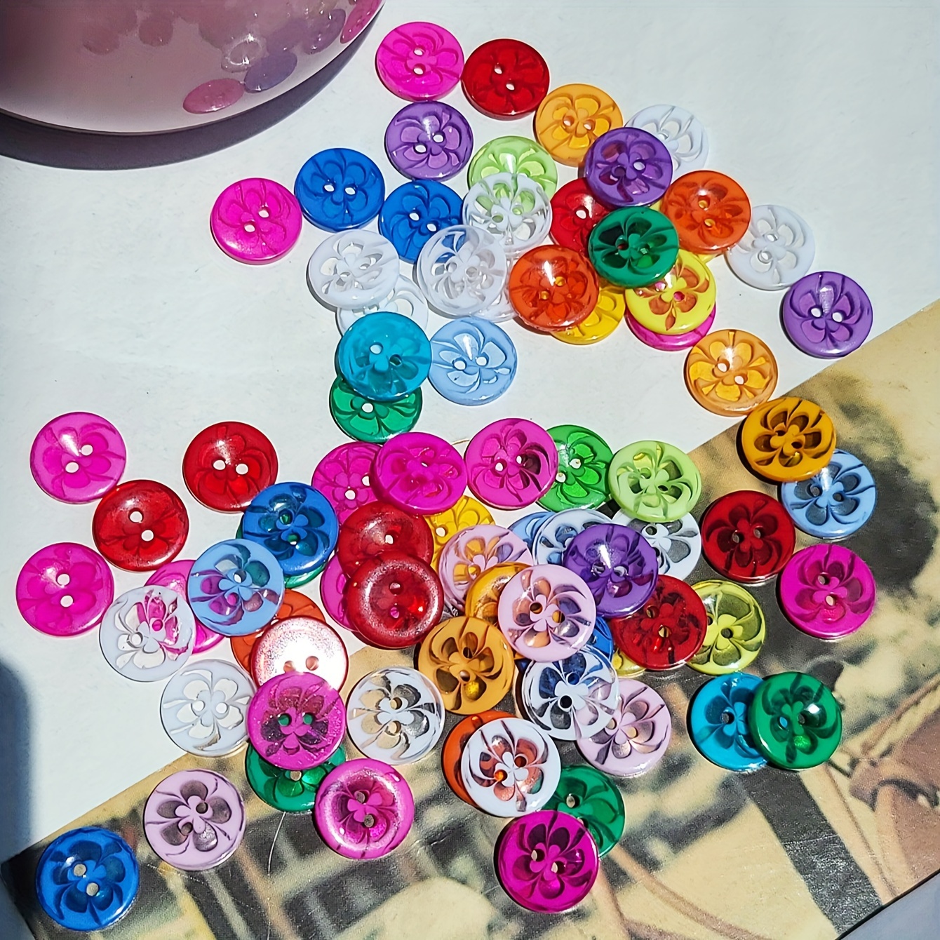 1.5cm Resin All-match Handmade Decorative Flower Buttons 50pcs