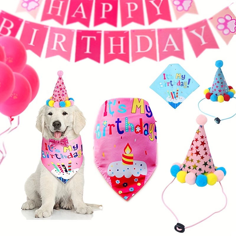 

Dog Birthday Set, Pet Birthday Party Dog Saliva Towel Birthday Hat, For Dog Clothing And Accessories