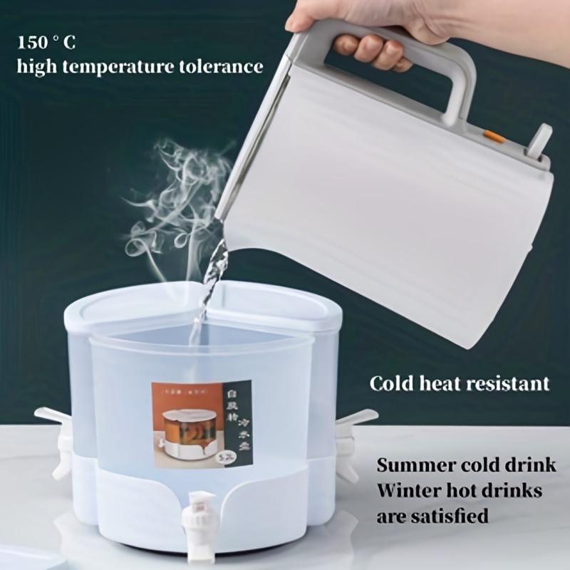 Cold Water Kettle Rotating Ice Water Juice Bucket with Faucet 3 Grids High  3 Grids Cold