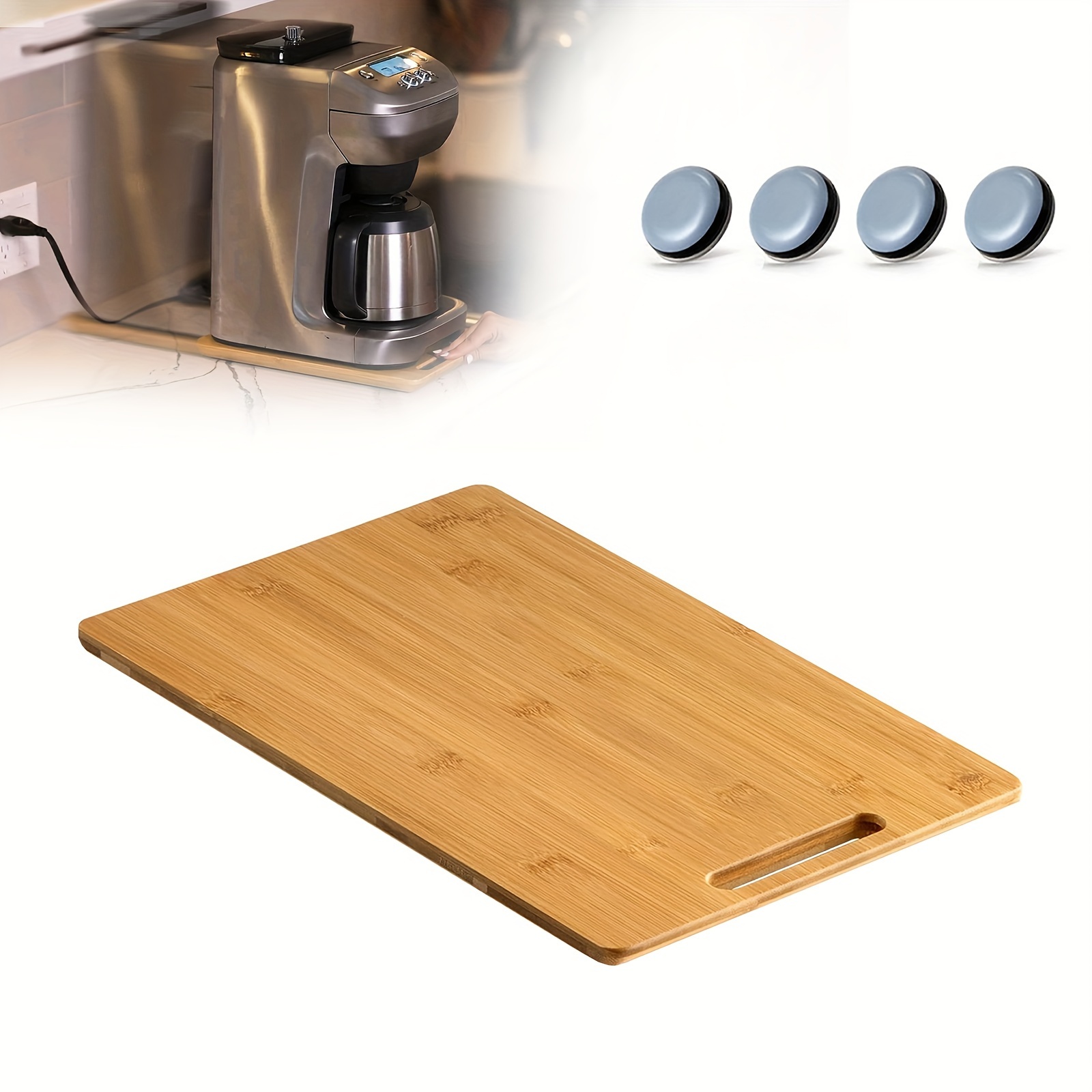Appliance Slider, Bamboo Sliding Tray for Coffee Maker & Heavy Kitchen  Appliances, Under Cabinet Countertop Appliance Sliding Rolling Tray with  Smooth