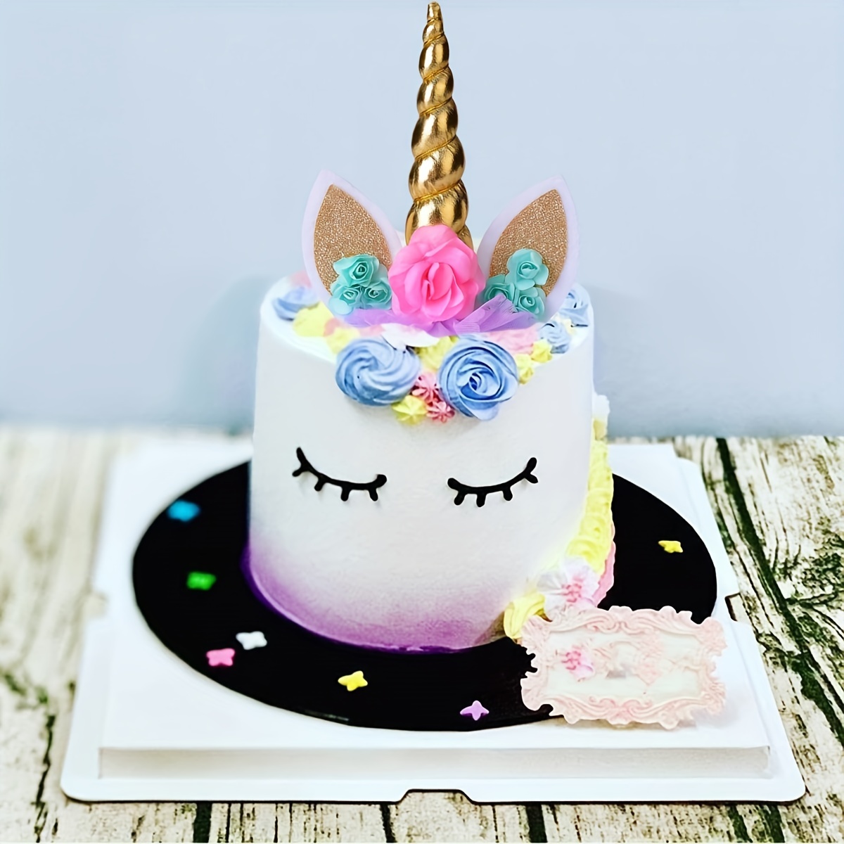 Magical Rainbow and Unicorn Cake Topper Cake Topper 1st Birthday Party  Rainbow Birthday Unicorn Birthday Floral Unicorn Horn 