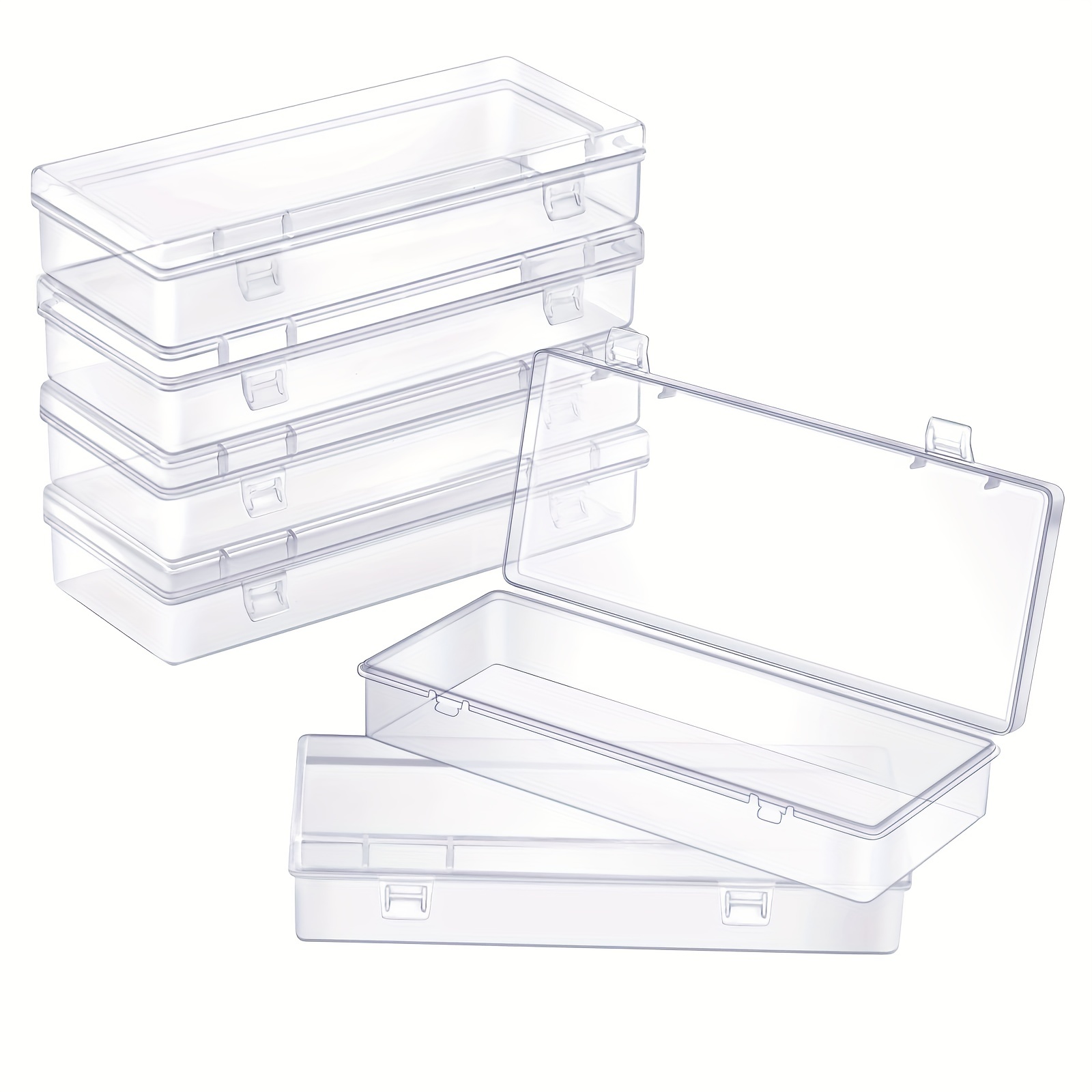 6 PCS Mini Clear Plastic Storage Containers Box Case with Lids Clear  Rectangle Box Small Clear Container for Small Items and Other Craft  Projects, 3.3