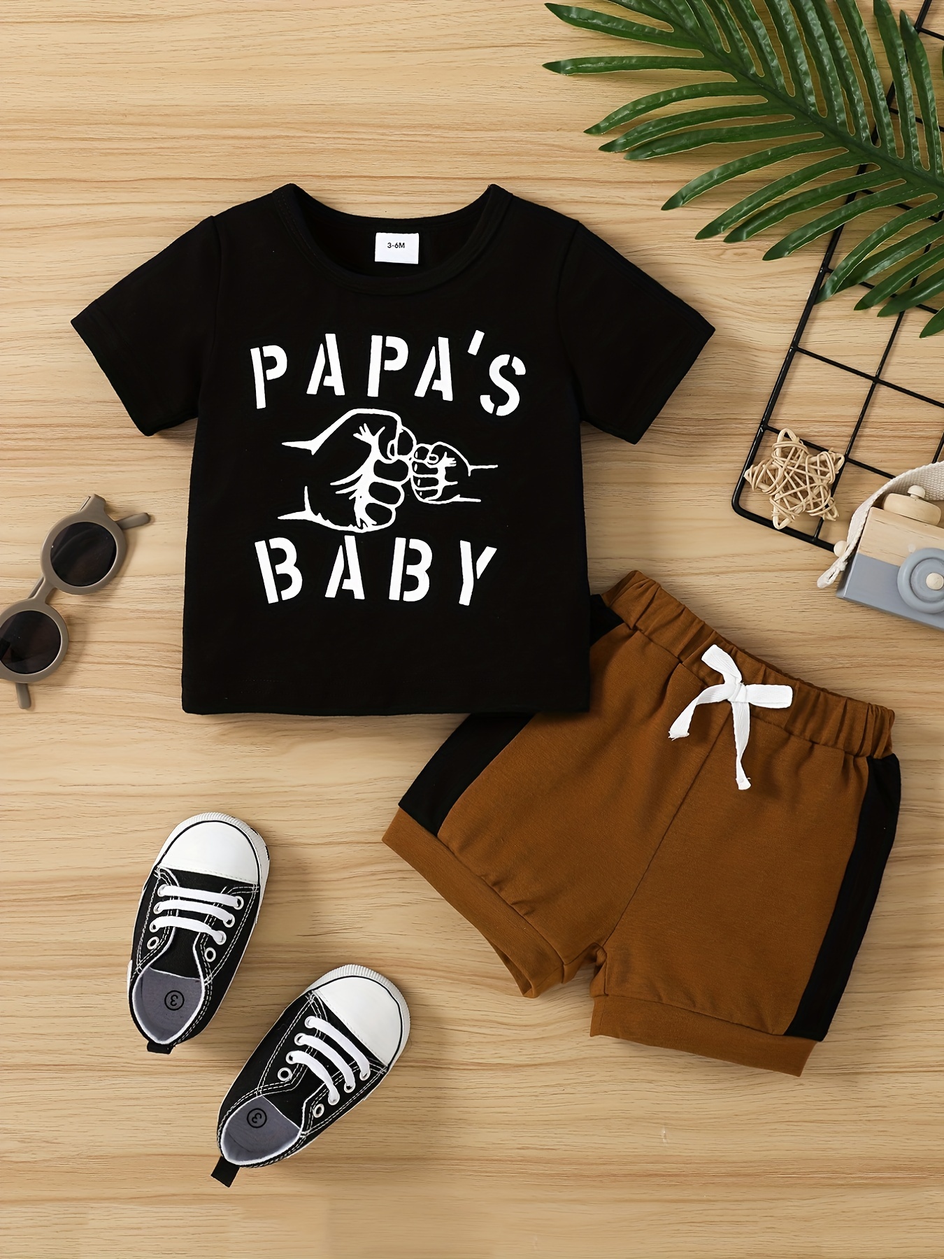 Conjunto 2 Piezas Bebés Conjunto Camiseta Pantalones Cortos - Temu