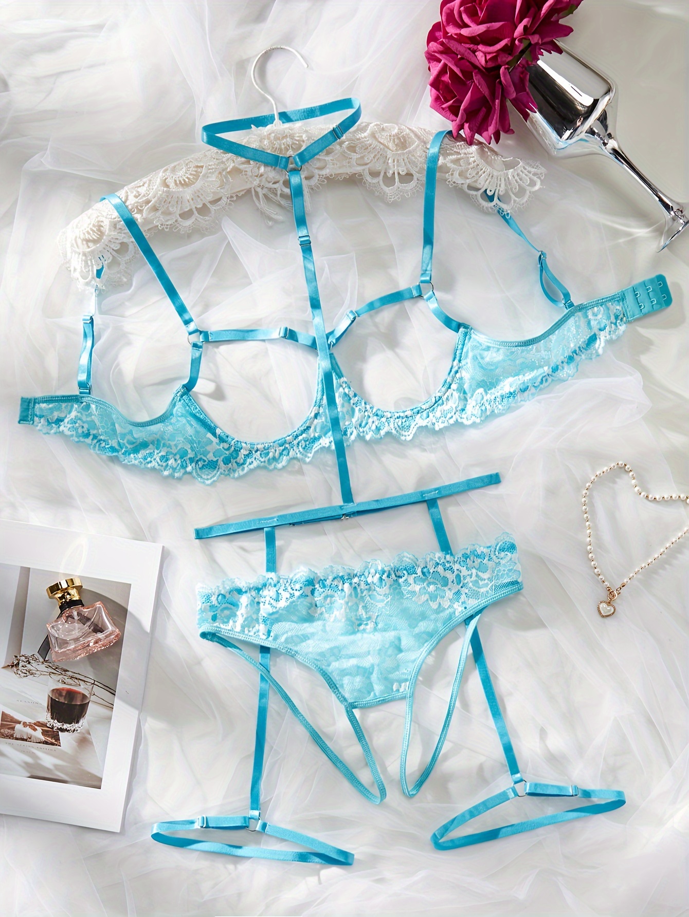  Women Lingerie Sexy Sets with Garter Belt Exposed