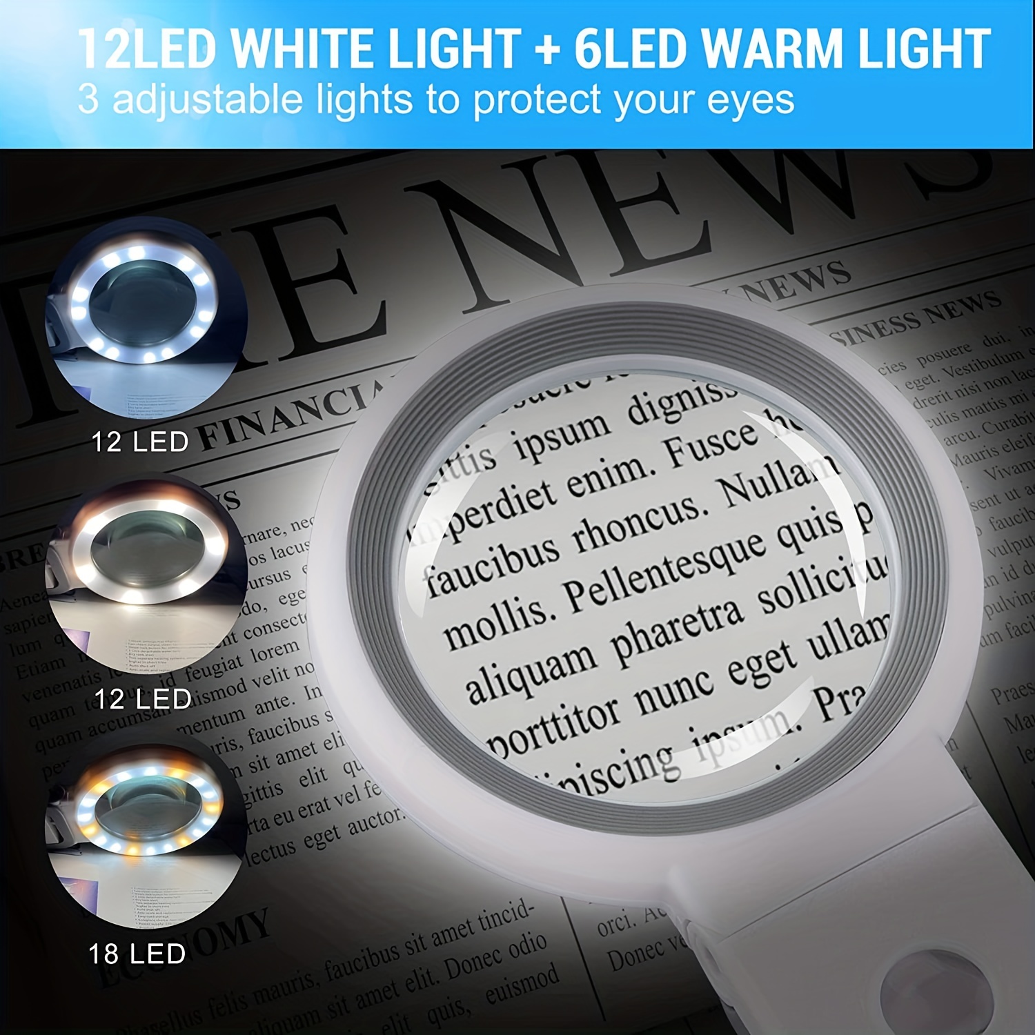 2-in-1 LED Lighted Magnifying Glass with Stand - 10X Italy