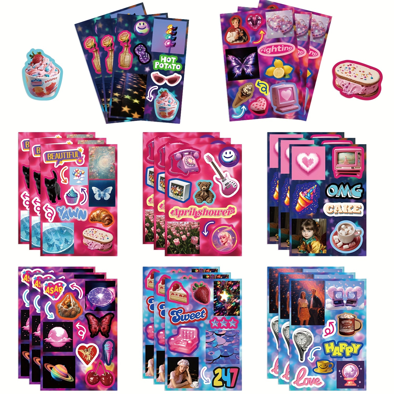 Neon Pink Aesthetic Sticker Pack - Y2k - Sticker