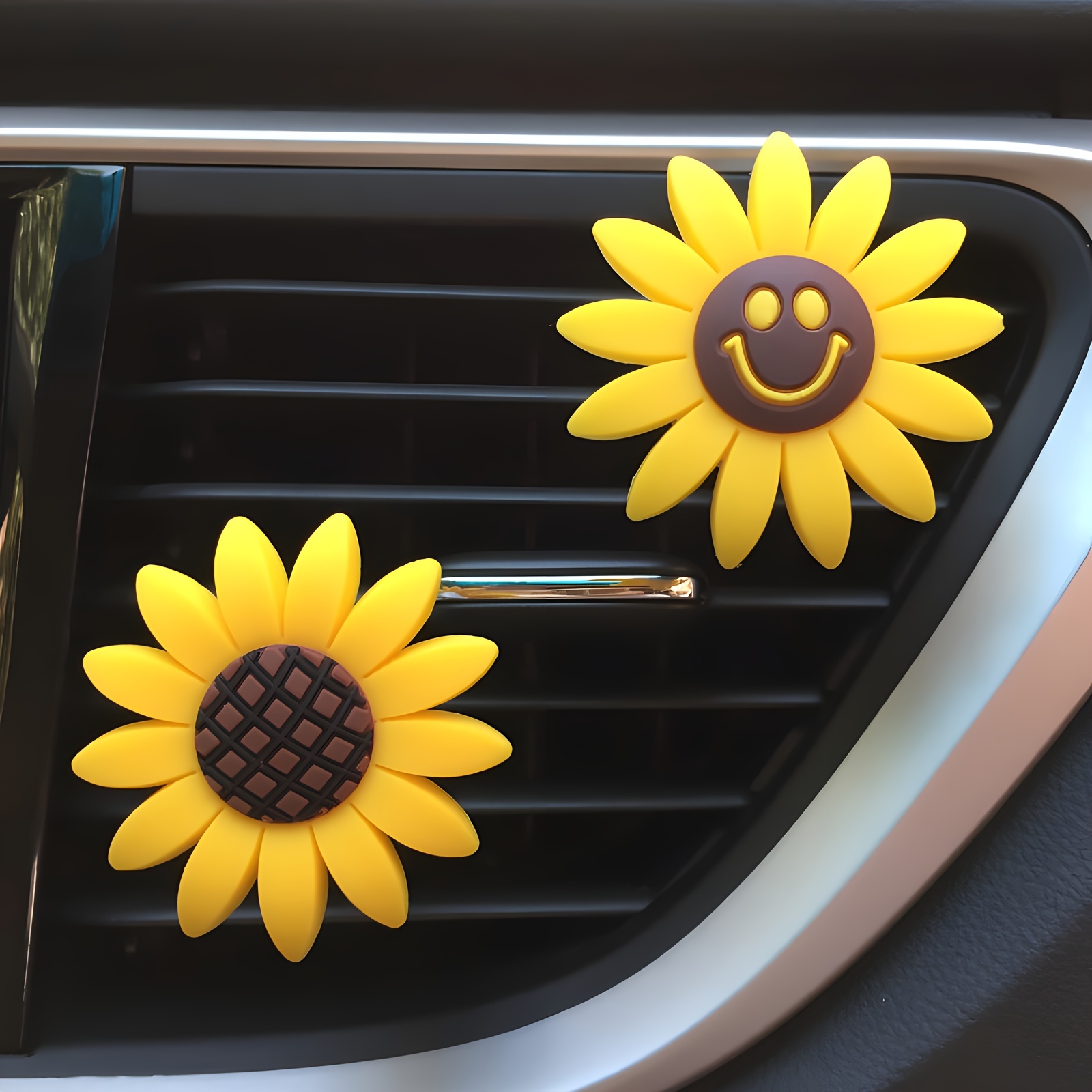 Handgefertigte gestrickte Sonnenblumen-Autozubehör, Sonnenblumen