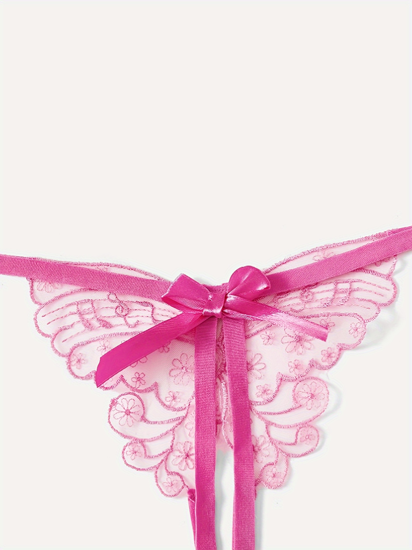 Butterfly Pattern Mesh Thongs Cut Open Crotch Bow Tie - Temu Australia