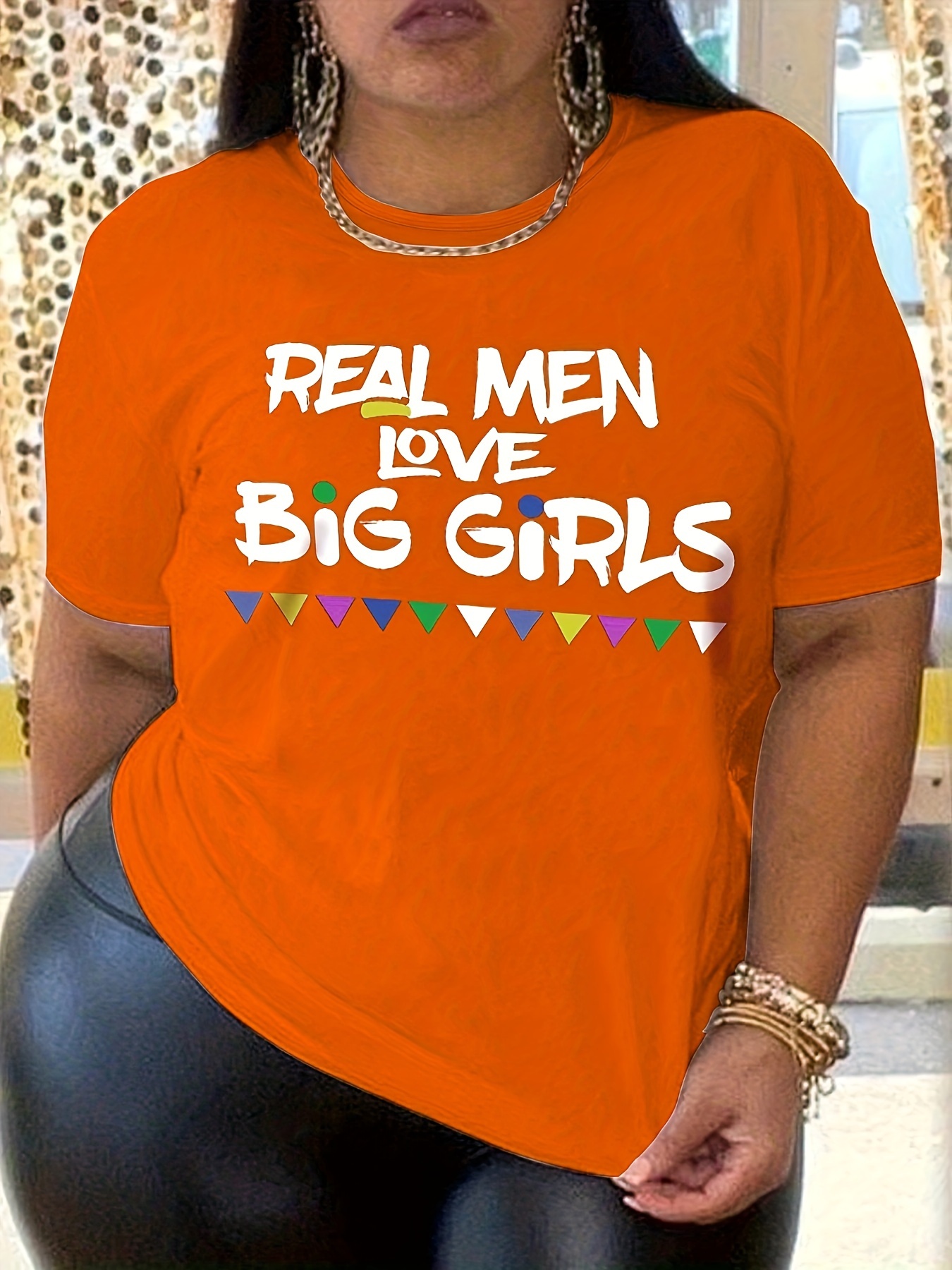 Plus Size Letter Print T-Shirt, Crew Neck Short Sleeve T-Shirt, Women's Plus Size?Clothing