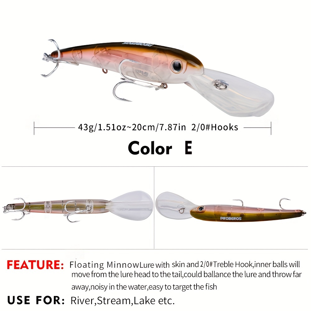 Pro Beros 5/6pc Minnow Fishing Lures 18.5g-0.65oz Floating Baits