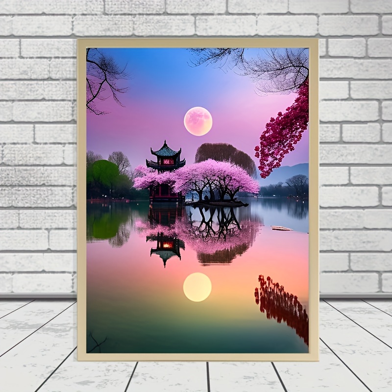 5d Diy Artificial Full Round Diamonds Painting Set For Adults Beginners,  Landscape Pattern Resin Diamonds Art For Home Wall Decoration And Gift -  Temu