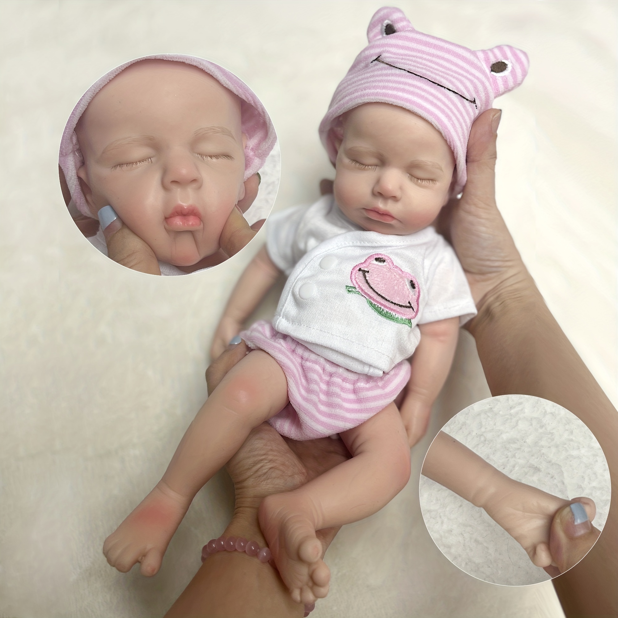12.6inch Whole Body Soft Solid Silicone Bebe Reborn Girl With Genesis Oil  Painted Handmade Can Bath And Shower Lifelike Realistic Newborn Baby Girl Fo