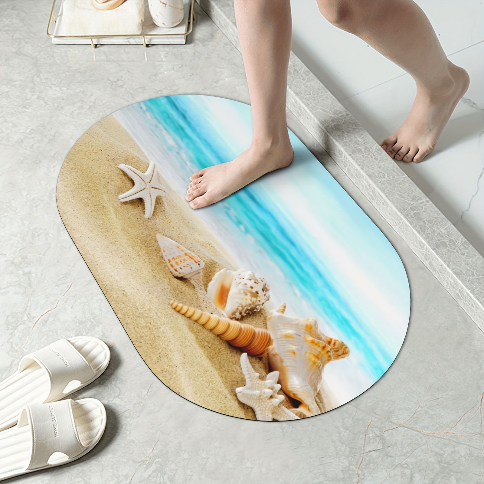 Non-slip Diatom Mud Soft Bathroom Mat, Beach Starfish Shell Print Bathroom  Floor Mat, Super Absorbent Floor Mat, Quick Drying Soft Carpet, Suitable  For Shower Bath Outdoor Door Mat, Fillet - Temu