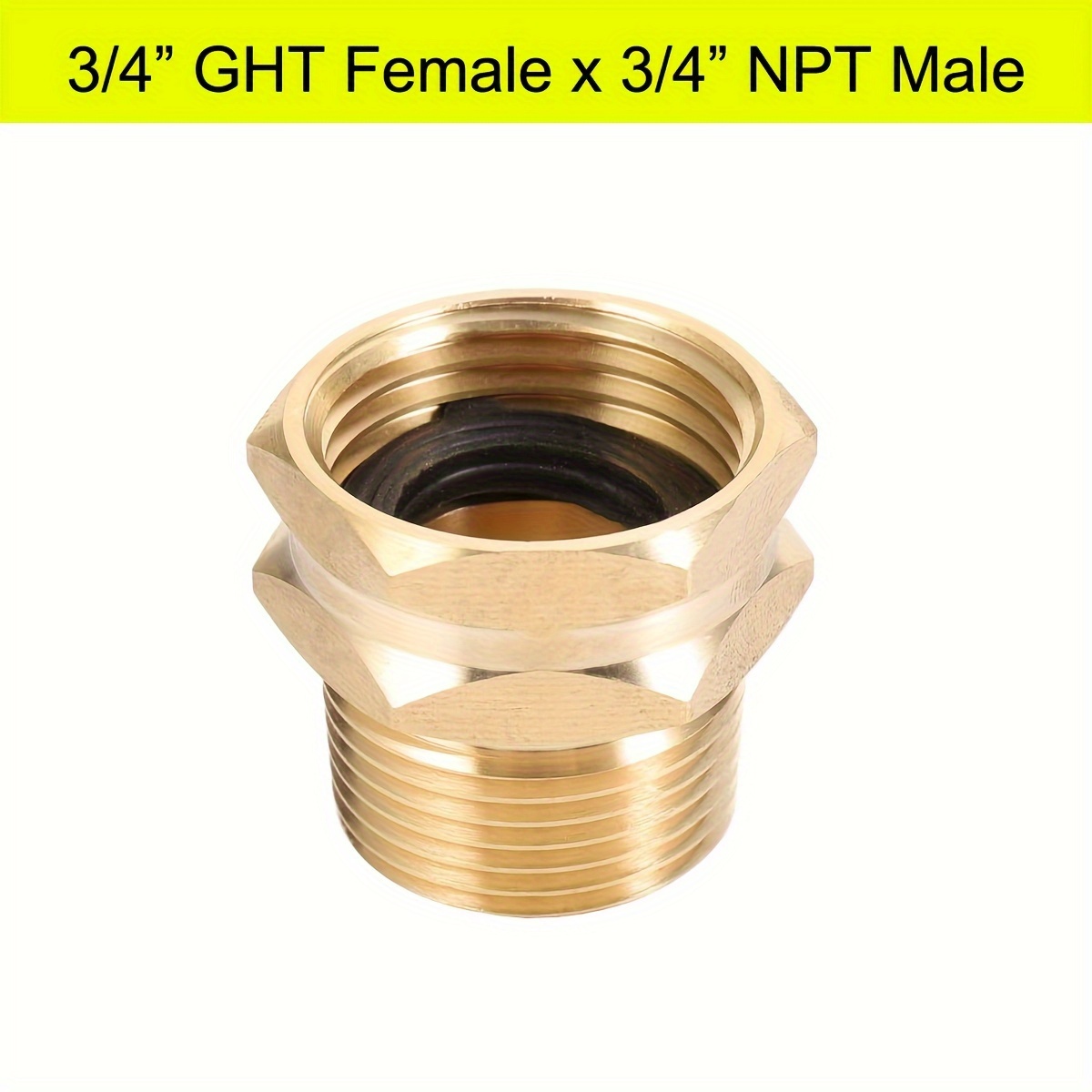 2pcs, Brass Garden Hose Adapter, 3/4 GHT Female X 3/4 Male Connector, GHT  To NPT Adapter Brass Fitting, Plants Water System With Adjustable Control
