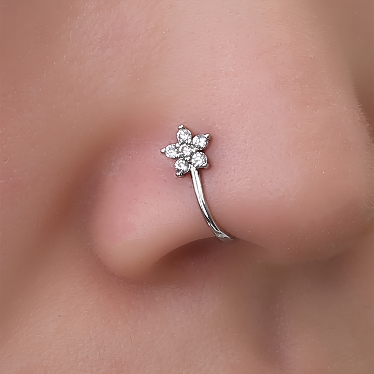 Simple Non perforated U shaped Nose Clip Zircon Star Love - Temu