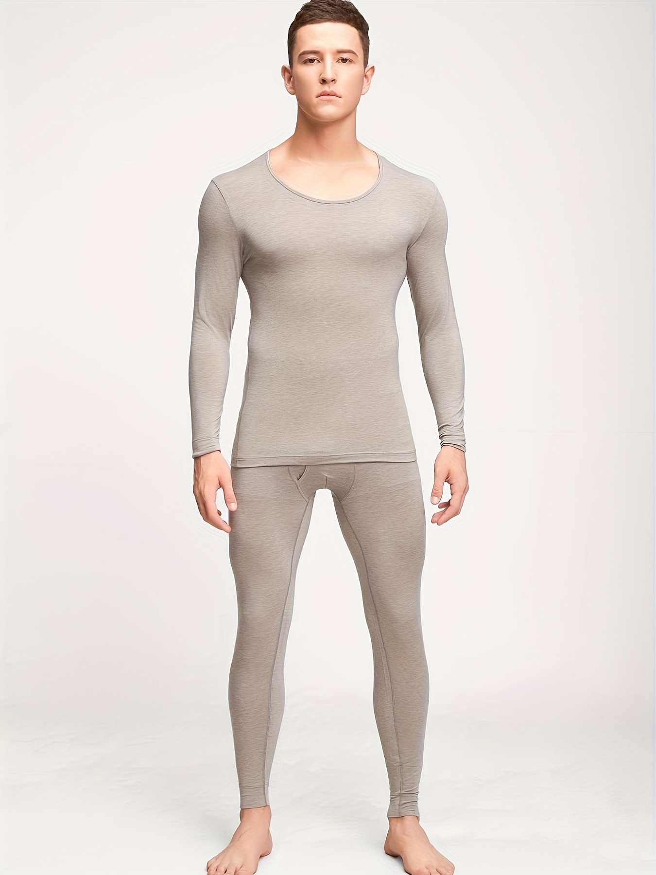Ropa interior térmica para hombre, conjunto de pantalones largos con forro  polar capa base superior