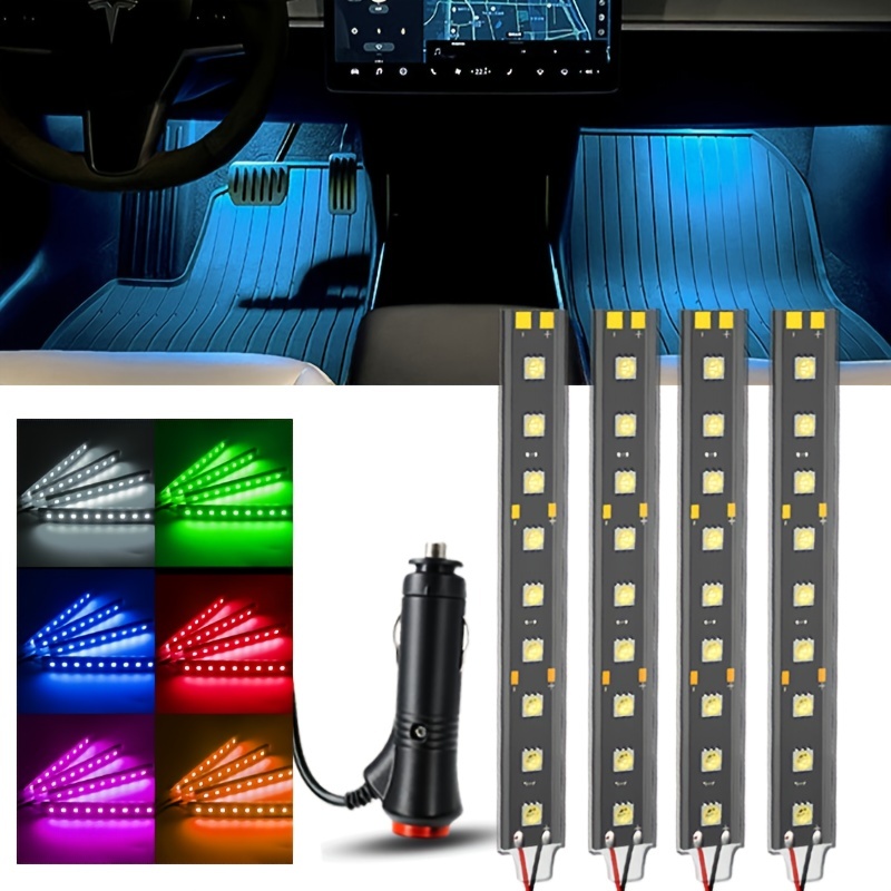 In 1 Car Led Interior Lights Floor Foot Atmosphere Neon - Temu