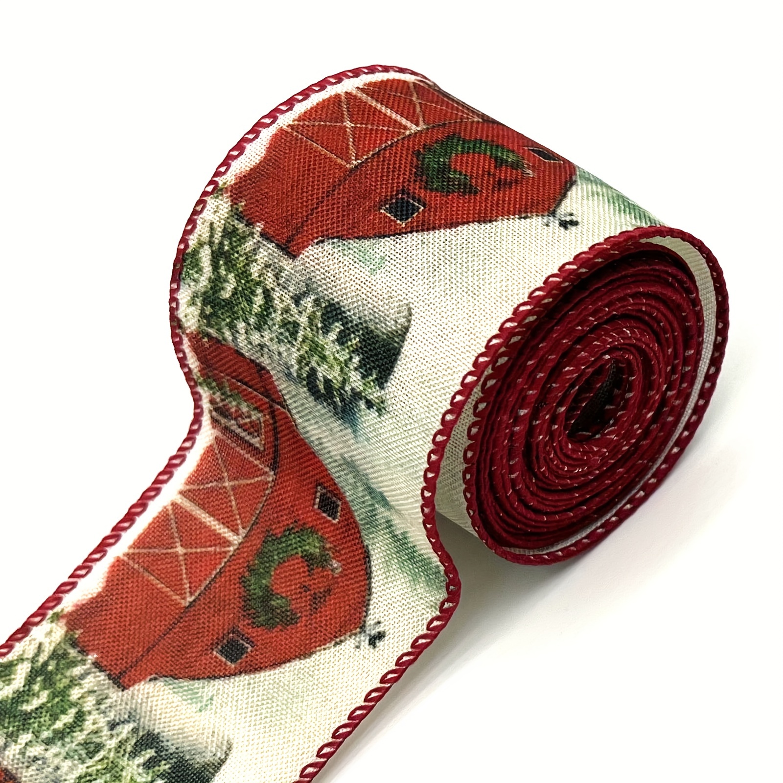 Red Wired Fabric Florist Ribbon, 1-1/2 x 50 yards