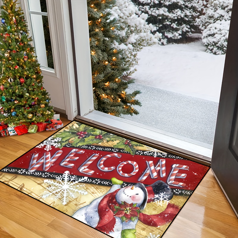 Merry Christmas Door Mat, Entryway Rugs Non-slip Durable Bath Mat For Home  Rv, Truck With Tree Snowman Present Snow Scene Carpet - Temu