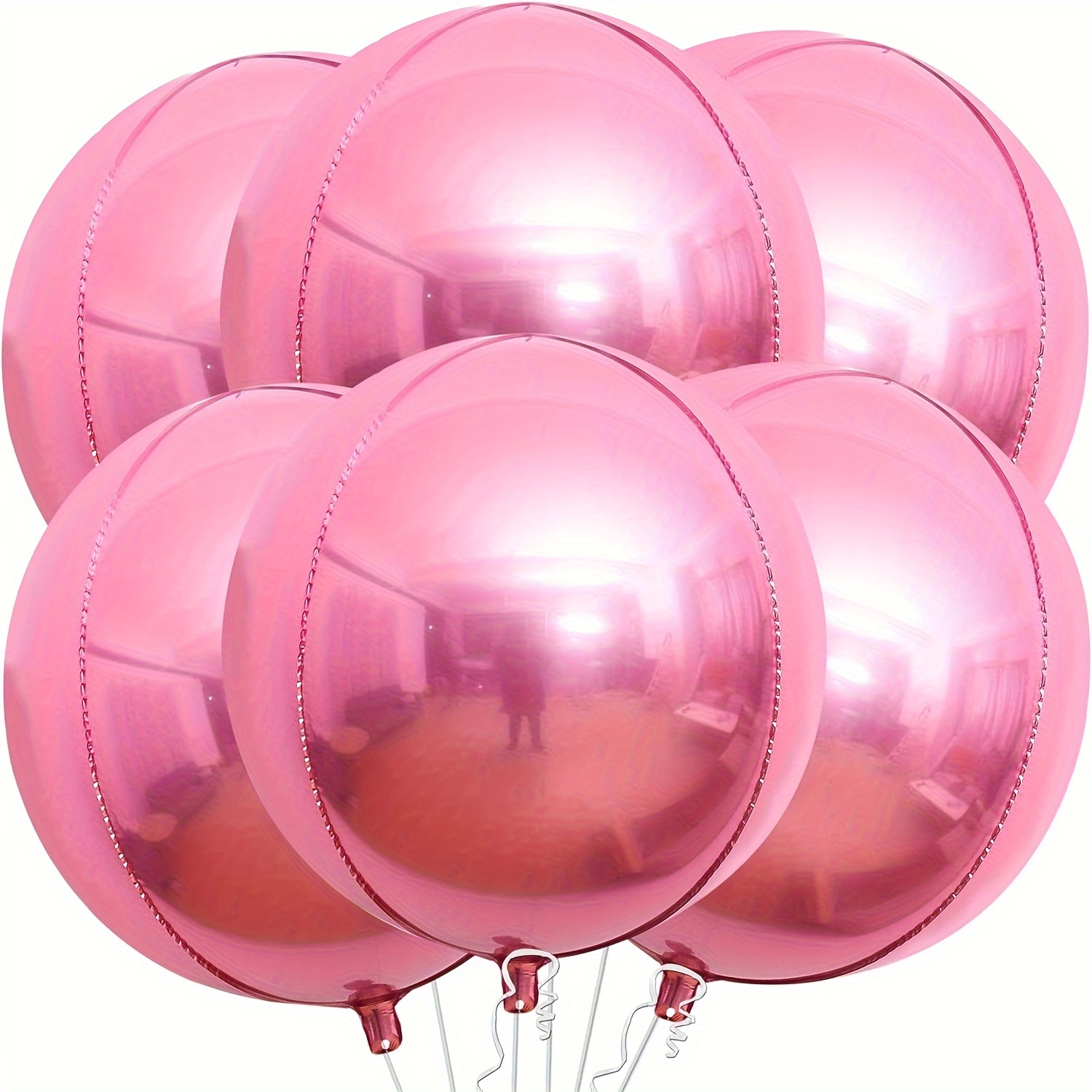 

Aluminum Foil Balloon -6pcs Large , Pink Polyester Film Balloon Pink Disco Party Decoration