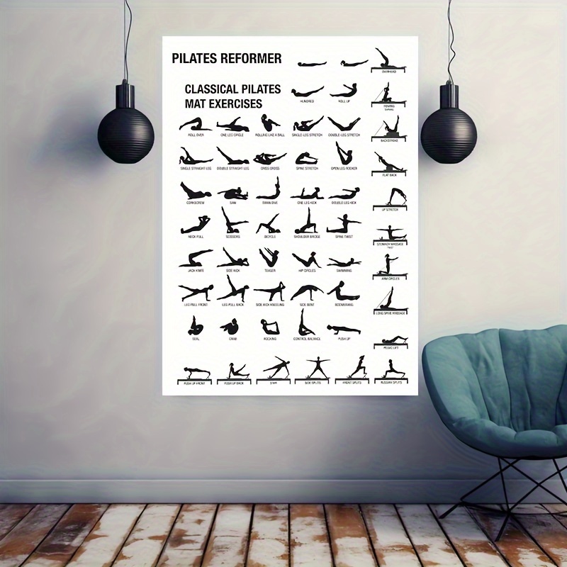 Pilates Workout Chart Poster Yoga Room Classical Pilates Mat