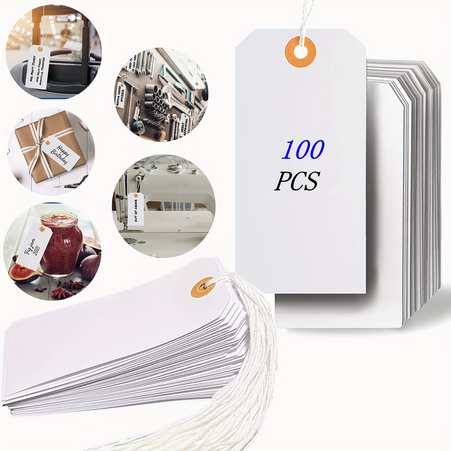 100Pcs Blank Gift Tags with String Attached Writable Price Hanging Labels  for