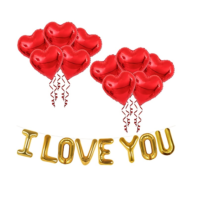 Set Golden Letter Balloons 16 I Love You Balloons Scene Decor Room Decor Valentines Day T 9772