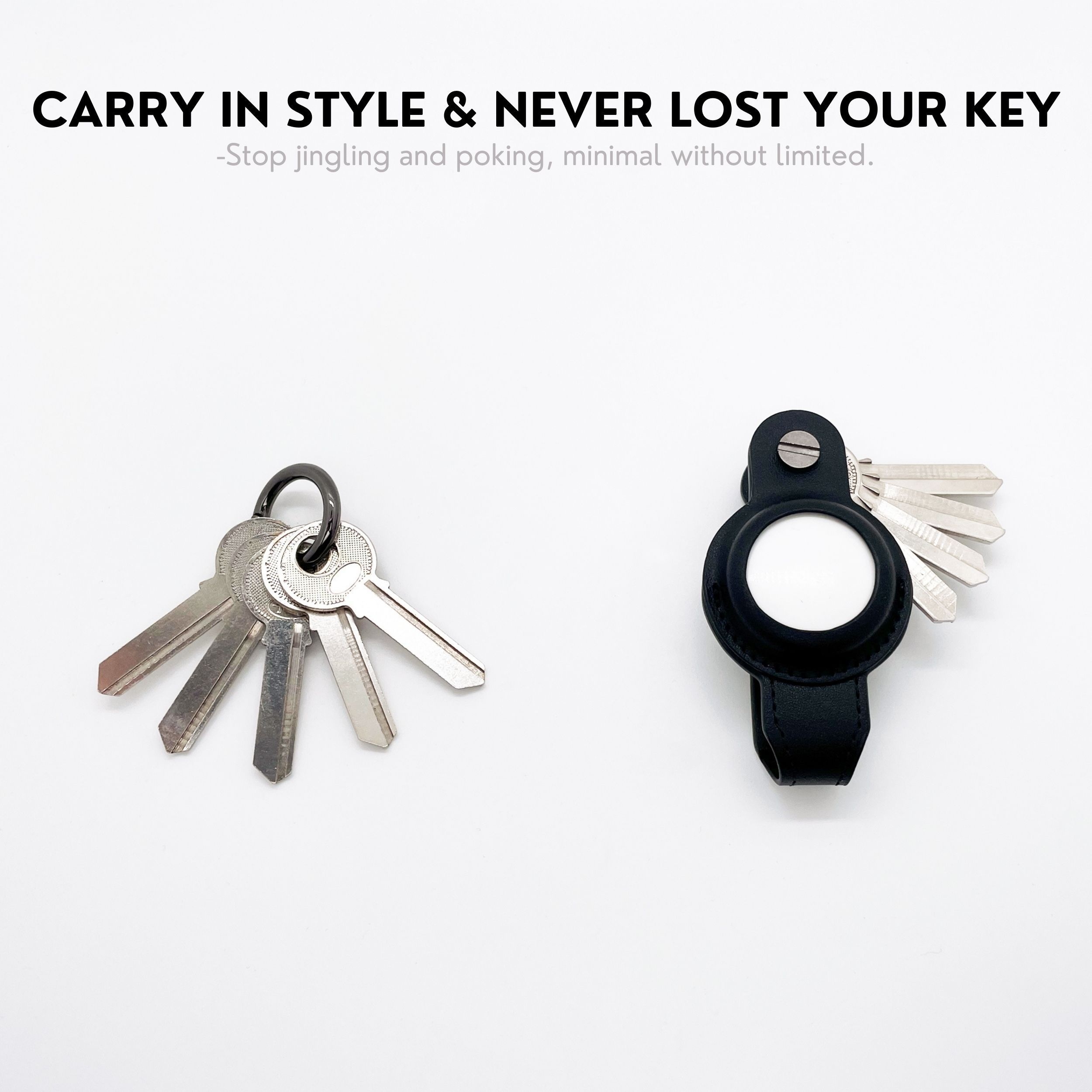 Key Organizer for AirTag, Leather Air Tag Key Holder Keychain