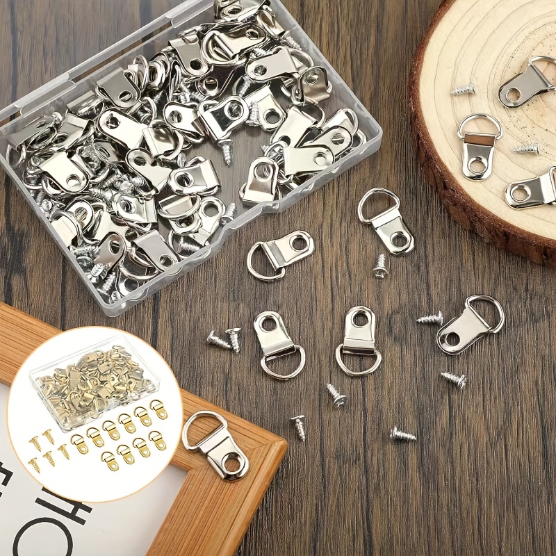 Small Triangle Ring Steel Picture Hangers Screws Picture - Temu