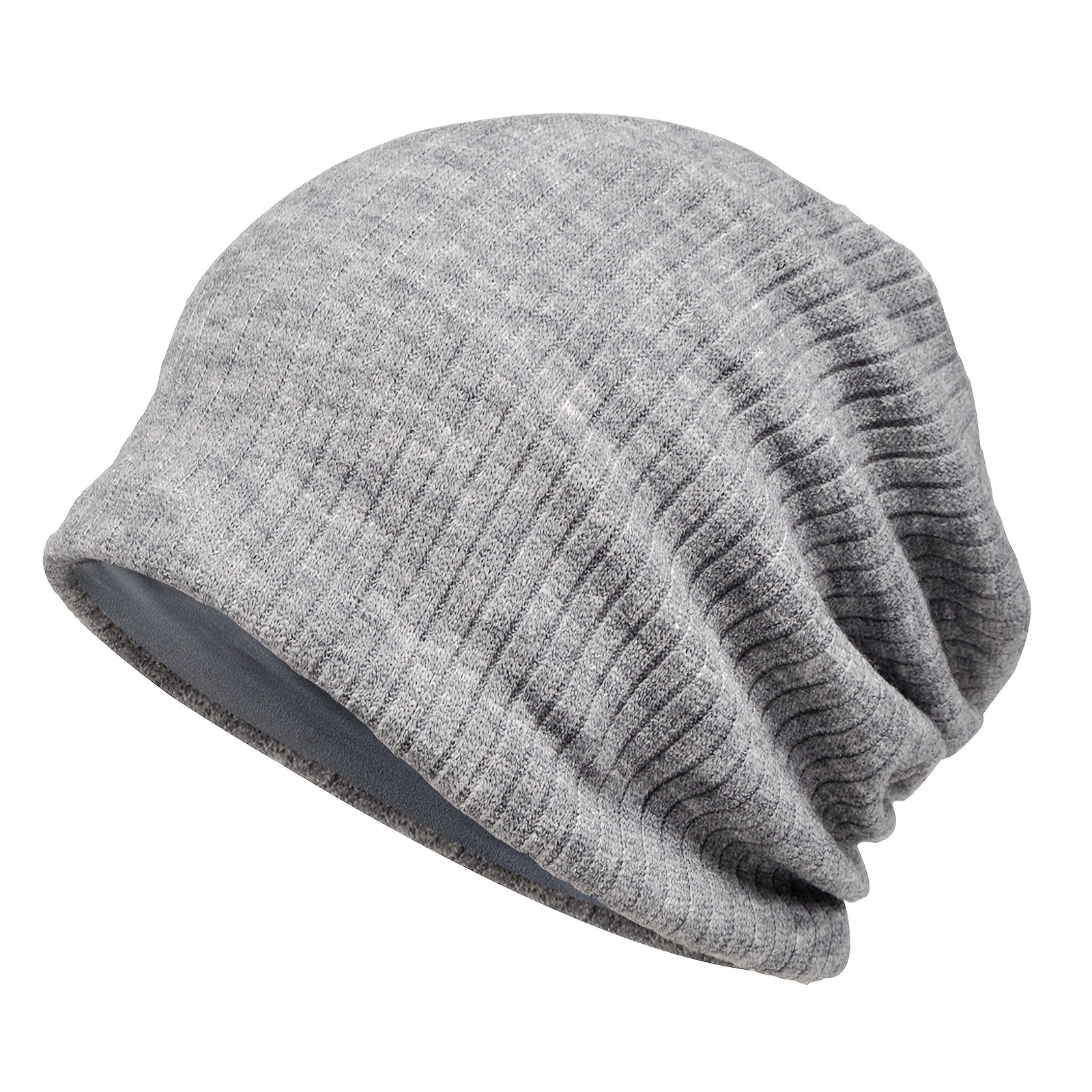 1pc Knitted Fleece Beanie Hats Lined Skull Scarf Hat Unisex Winter Fashion  Headw 